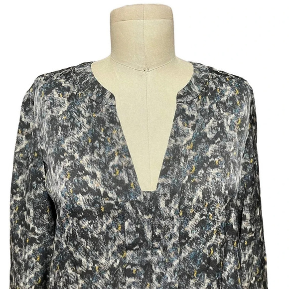 Theory Ruisa Caligula Multi Color Silk Blouse Gray Blue Size XS - Picture 3 of 9